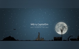 3d обои Рисунок ночного города и пожелание счастливого капитализма (Merry Capitali$m and a prosperous new year!)  ночь