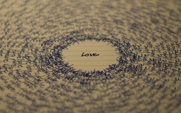 3d обои Надпись LOVE / любовь в окружении надписей HATE / ненависть  любовь