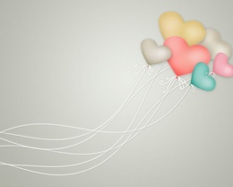 3d обои Любовные обои, несколько шариков - сердечек  воздушные шары